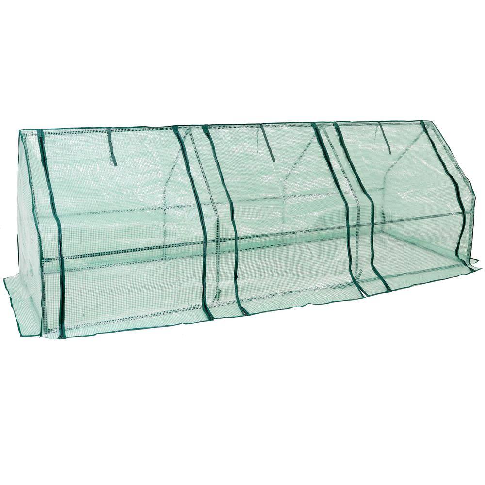 Sunnydaze Green 106" Polyethylene Mini Cloche Greenhouse with Iron Frame