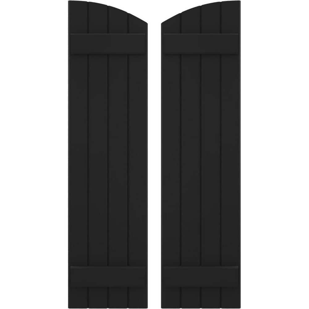 14 in. W x 82 in. H Americraft Exterior Real Wood Joined Board and Batten Shutters with Elliptical Top Black price history on PriceWatchPro