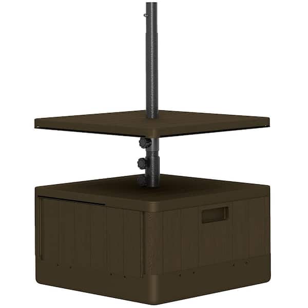 Outsunny Outdoor Umbrella Stand Base, 176 lbs. with Stand Filling, HDPE, Metal Patio Umbrella Base in Brown