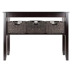 Morris 40 in. Espresso Rectangle Wood Console Table with Baskets