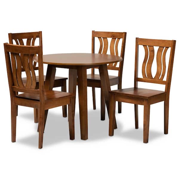 Baxton Studio Anesa 5-Piece Walnut Brown Dining Set