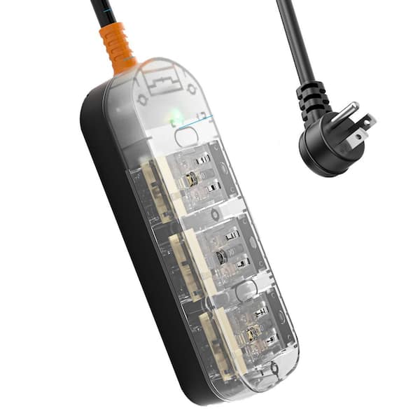 3-Outlet Crystal Clear White Power Strip Waterproof Surge Protector with 5 ft. Heavy Duty Extension Cord