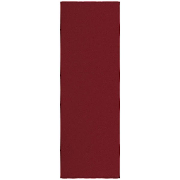 Ottomanson Basics Collection Non-Slip Rubberback Modern Solid Design 2x5 Indoor Runner Rug, 1 ft. 8 in. x 4 ft. 11 in., Red