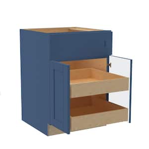Washington Vessel Blue Plywood Shaker Assembled Base Kitchen Cabinet FH 2 ROT Soft Close 24 in W x 24 in D x 34.5 in H