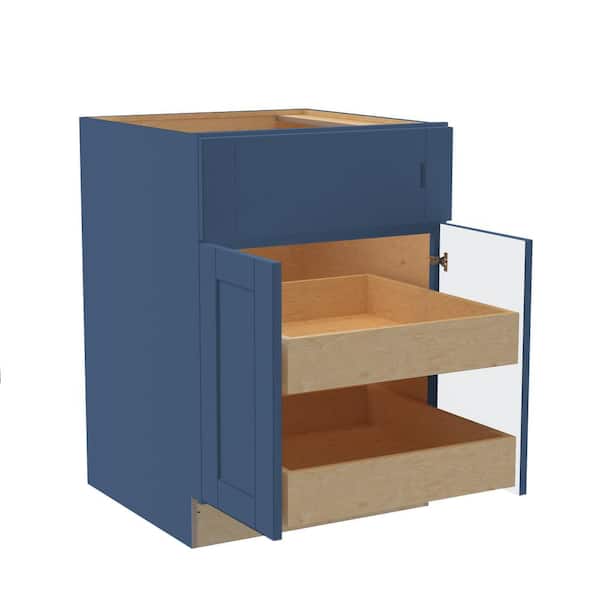 Home Decorators Collection Washington Vessel Blue Plywood Shaker Assembled Base Kitchen Cabinet FH 2 ROT Soft Close 24 in W x 24 in D x 34.5 in H