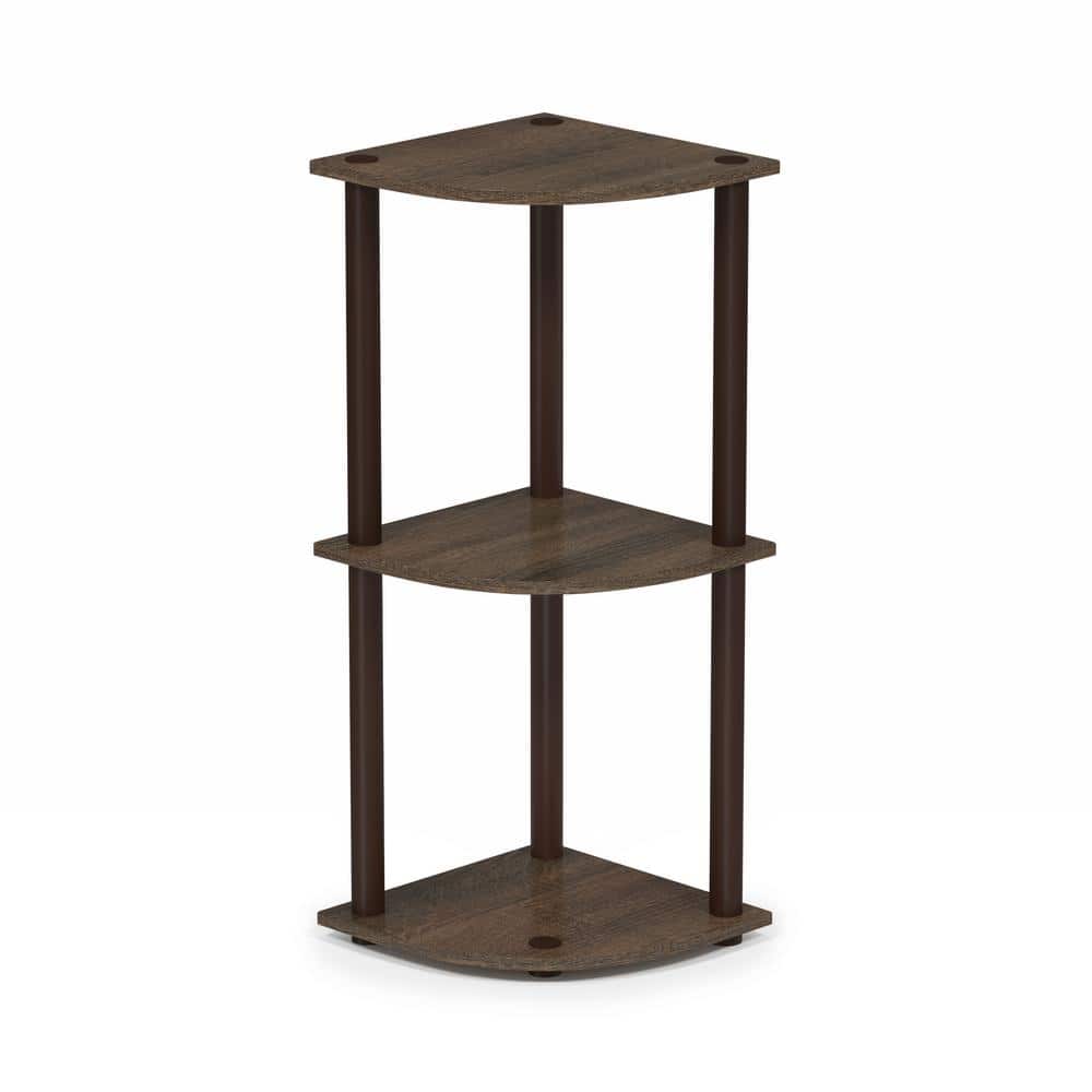 Turn-N-Tube Walnut/Brown 3-Shelf Corner Open Shelf