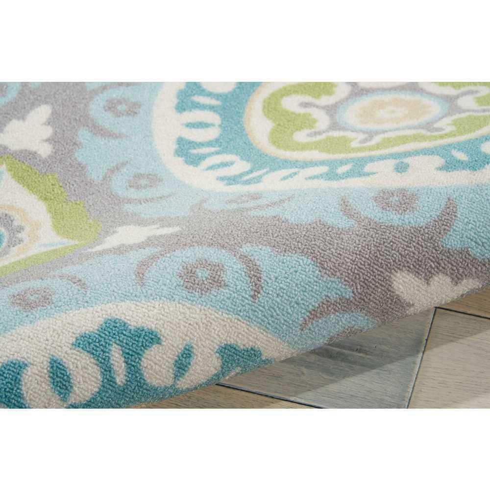 Jade and Aqua Circular Synthetic Outdoor Rug