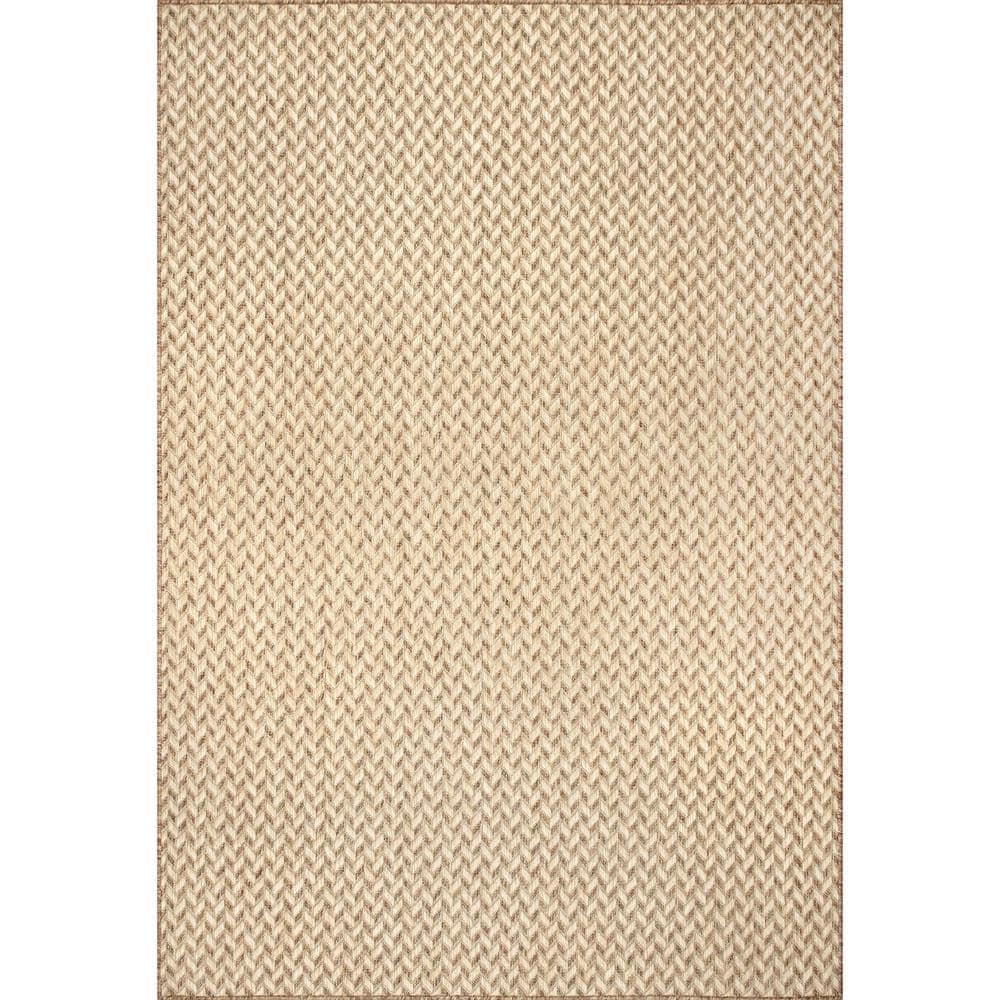 Camryn Brown Herringbone 8' x 10' Synthetic Indoor/Outdoor Rug