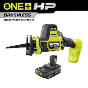 ONE+ HP 18V Brushless Cordless Compact One-Handed Reciprocating Saw with ONE+ 18V 2.0 Ah Lithium-Ion Battery