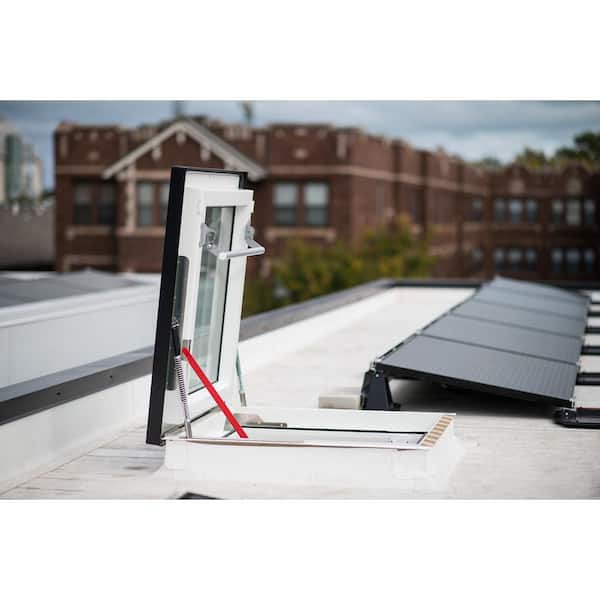 DRF 48 in. x 48 in. Venting Flat Roof Deck-Mount Roof Access Skylight Triple Glazed, Roof Hatch