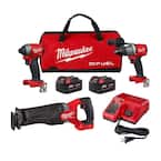 M18 FUEL 18V Lithium-Ion Brushless Cordless Combo Kit with Two 5 Ah Batteries, Charger and Tool Bag (3-Tool)