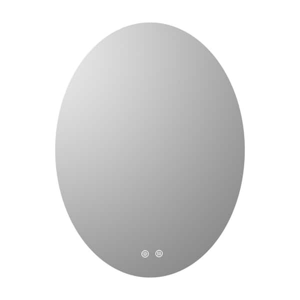 Unbranded 24 in. W x 32 in. H Oval Frameless Anti-Fog/Touch Switch Wall Bathroom Vanity Mirror in Silver