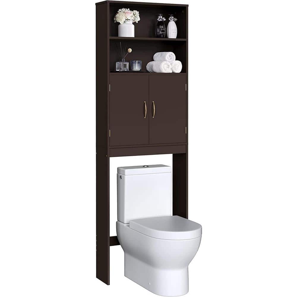 25 in. W x 77 in. H x 8 in. D Wood Rectangular Shelf in Brown