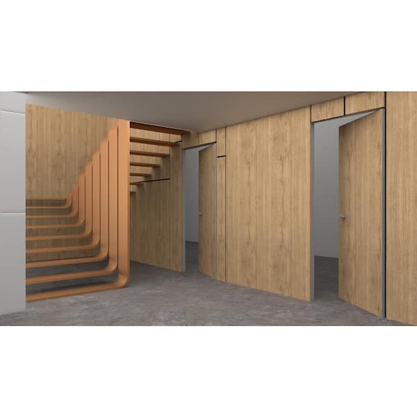 Sartodoors 28 in. x 80 in. Unassembled Right-Hand/Inswing Wood Split Wood Color Flush Mount Hidden Door with Silver Hinge Finish