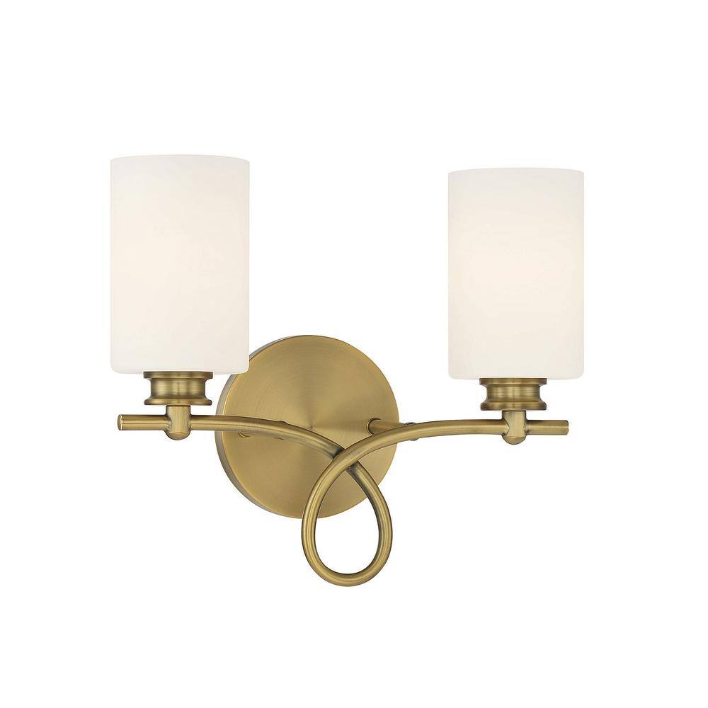 Woodbury Warm Brass 2-Light Bathroom Vanity Fixture