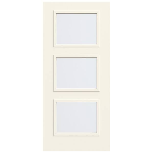 Jeld Wen 36 In X 80 In 3 Lite Equal Right Hand Inswing Clear Glass White Steel Front Door Slab