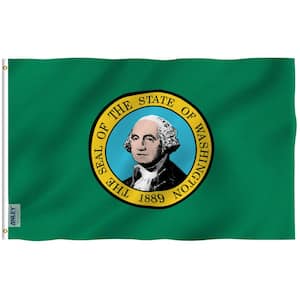 Fly Breeze 3 ft. x 5 ft. Polyester Washington State Flag 2-Sided Flags Banners with Brass Grommets and Canvas Header