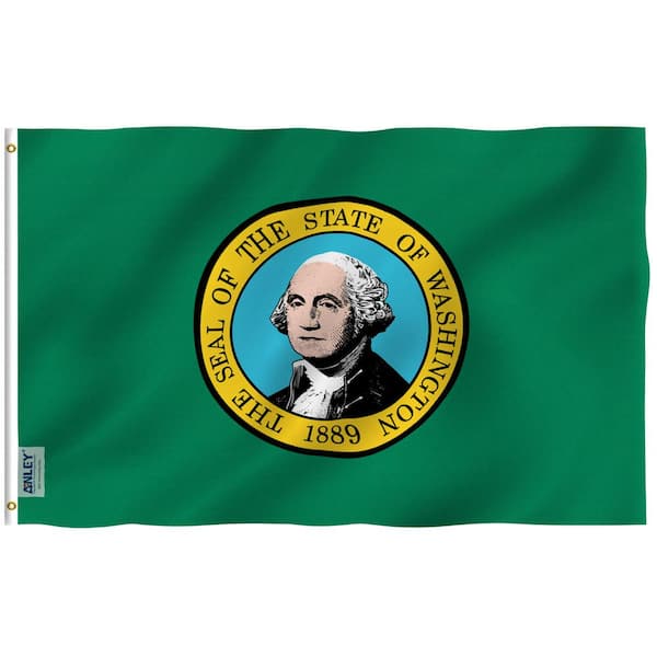 ANLEY Fly Breeze 3 ft. x 5 ft. Polyester Washington State Flag 2-Sided Flags Banners with Brass Grommets and Canvas Header