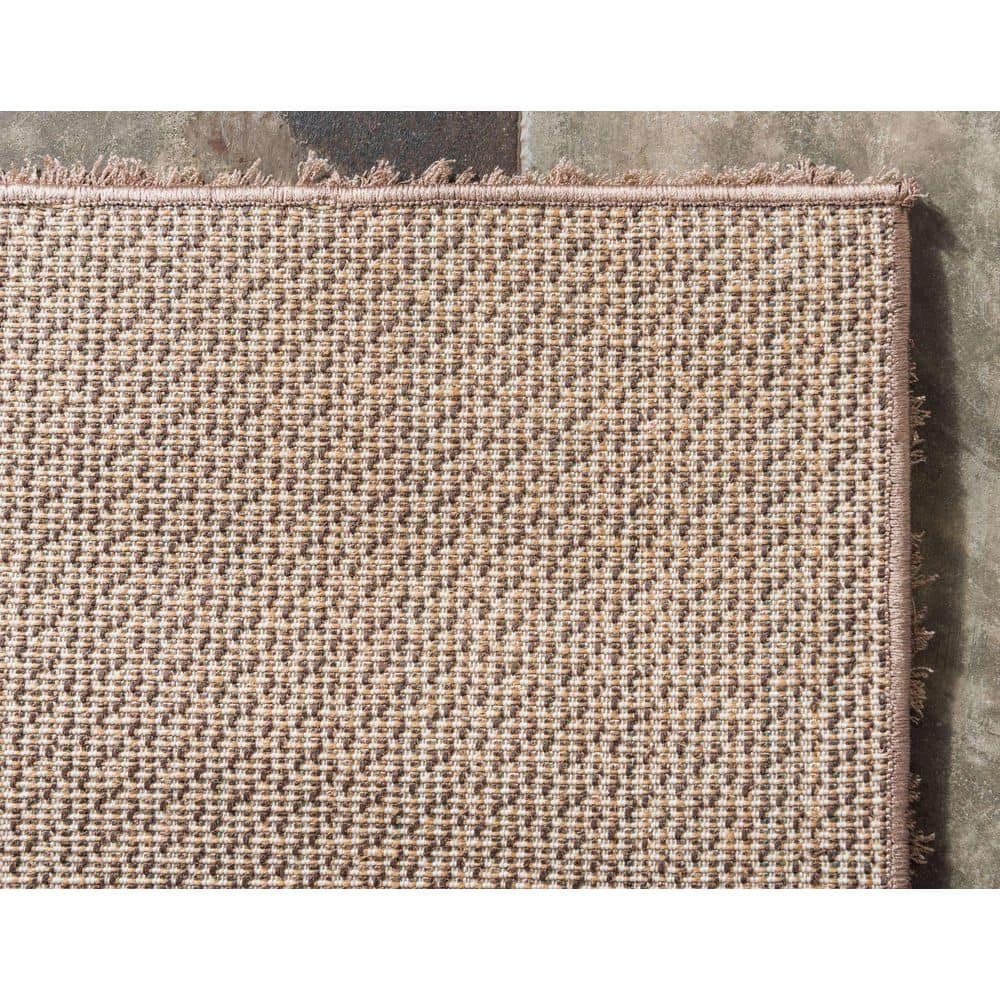 Brown 8' x 10' Solid Shag Synthetic Area Rug