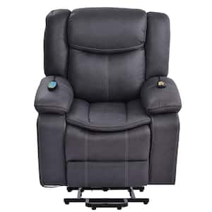 Gray Polyester Recliner Chair with Adjustable Massage Function and Heating System