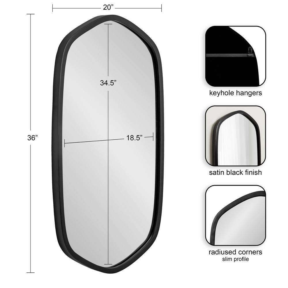 McLean Black Metal Framed Oblong Hexagon Wall Mirror 20x36
