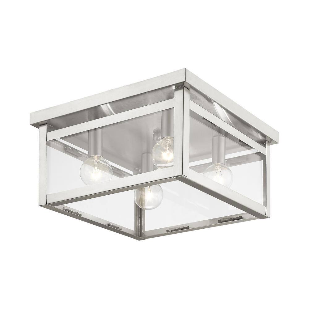 Elegant Milford Brushed Nickel 4-Light LED Flush Mount with Clear Glass
