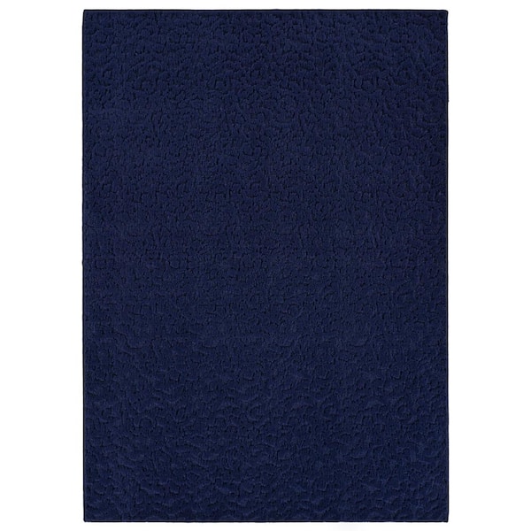 Garland Rug Ivy Navy 4 ft. x 6 ft. Casual Tuffted Solid Color Floral Polypropylene Area Rug