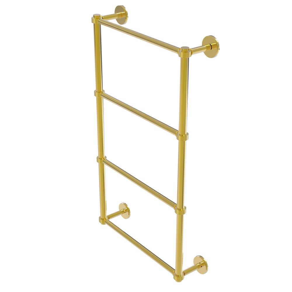 Allied Brass Prestige Skyline Collection 4-Tier 30 in. Ladder Towel Bar  with Groovy Detail in Polished Brass P1000-28G-30-PB