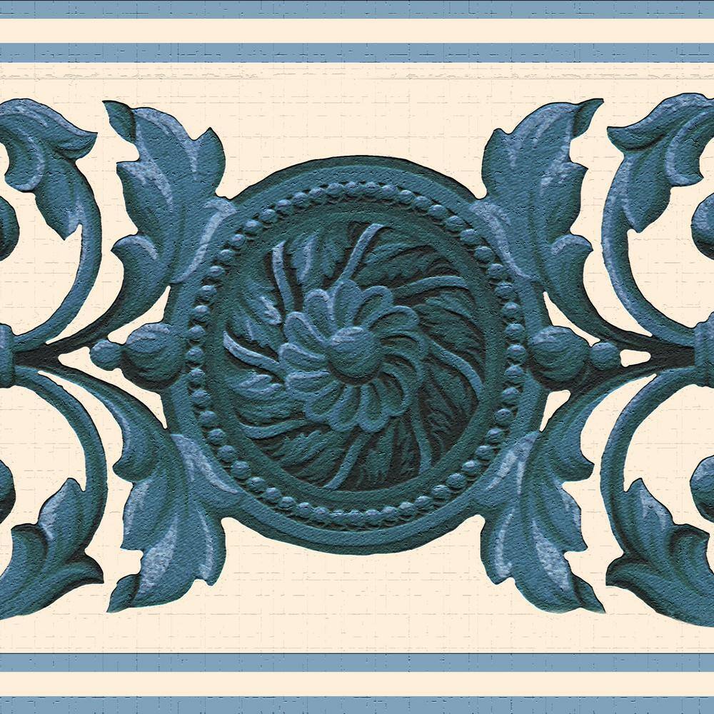 Falkirk Dandy II Blue Beige Scrolls Damask Peel and Stick Wallpaper Border price history on PriceWatchPro