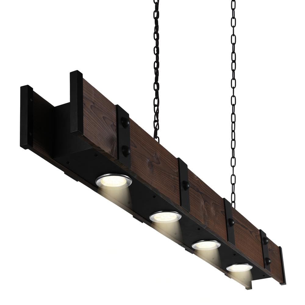 Rustic Crystal-Embellished LED Drum Chandelier in Brown and Black