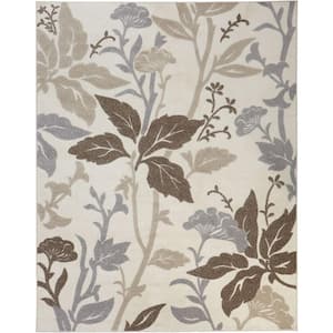 Blooming Flowers Ivory 8 ft. x 10 ft. Area Rug