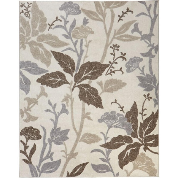 Home Decorators Collection Blooming Flowers Ivory 8 ft. x 10 ft. Area Rug