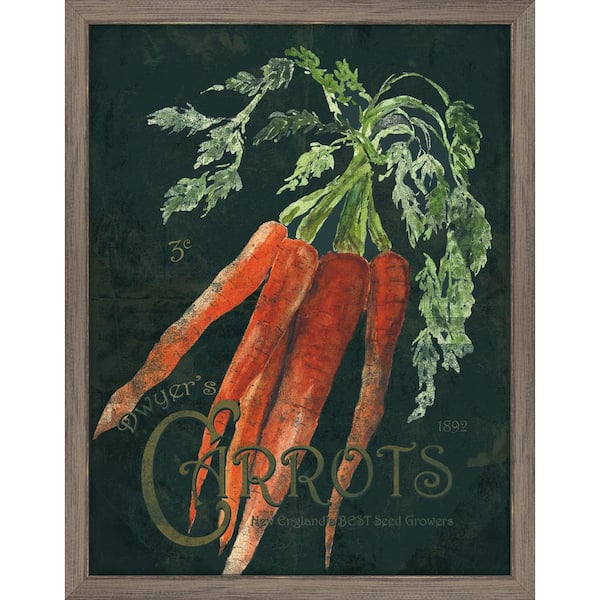 Melissa Van Hise Seed Packet Carrots Framed Giclee Vintage Art Print 15 in. x 19 in.