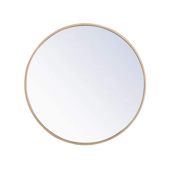 Gold 30 in W x 30 in. H Round Metal Framed Wall Mirror