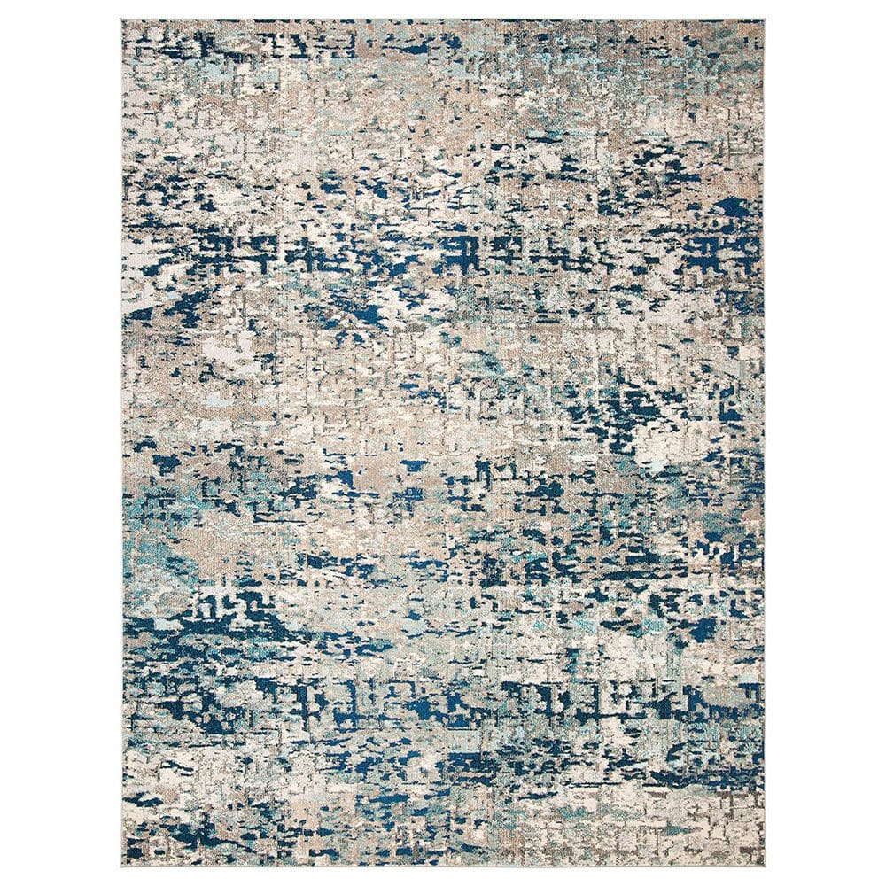 Blue Polypropylene 8 ft. x 10 ft. Abstract Indoor Area Rug