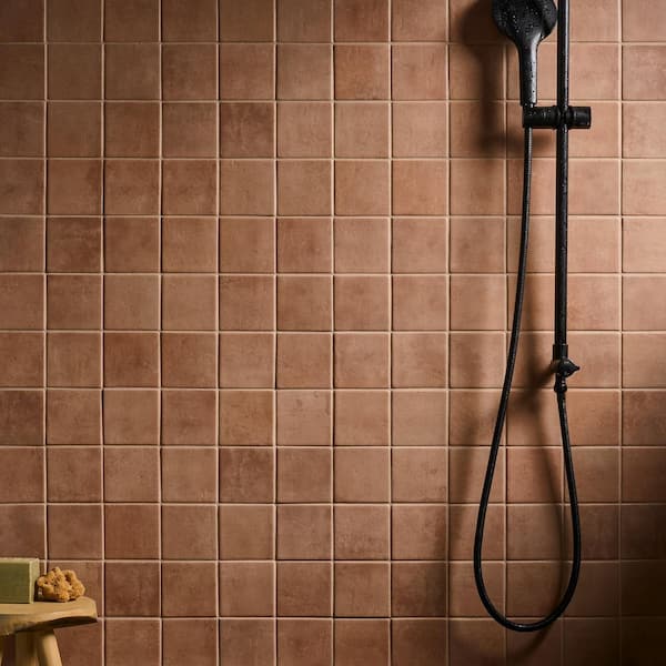 Casablanca Terracotta 3.39 in. x 3.93 in. Square Matte Porcelain Floor and Wall Tile (4.73 sq. ft./ Case)