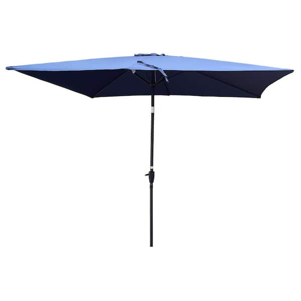 JimsMaison 9 ft. Steel Market Patio Umbrella in Navy Blue with Crank and Push Button Tilt
