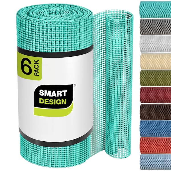 Smart Design Classic Grip Mint 12 in. D x 120 in. L Checkered Nonstick, Drawer and Shelf Liners (6-Pack)
