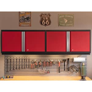 Pro Series Welded Steel 1-Shelf Wall Mounted Garage Cabinet in Silver Tread Plate (42 in W x 24 in H x 14 in D)