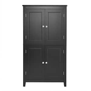 23.6 in. W x 11.8 in. D x 43.3 in. H Black Wide MDF Freestanding Linen Cabinet with Adjustable Shelves in Black