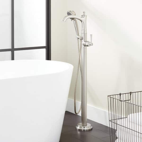 SIGNATURE HARDWARE Beasley Single-Handle Floor Mounted Roman Tub Faucet in. Brushed Nickel