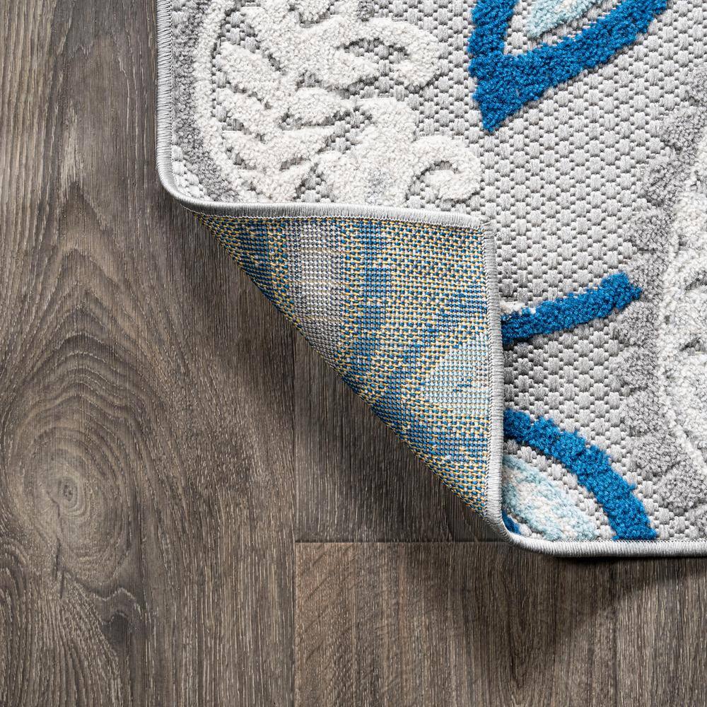 Boho Paisley Blue and Light Gray Synthetic 3x5 Indoor/Outdoor Rug