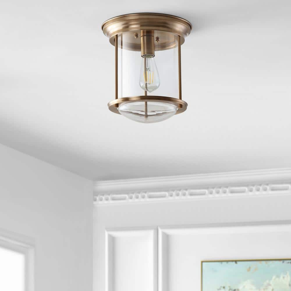 Savannah 10.25" Brass and Glass LED Flush Mount Light
