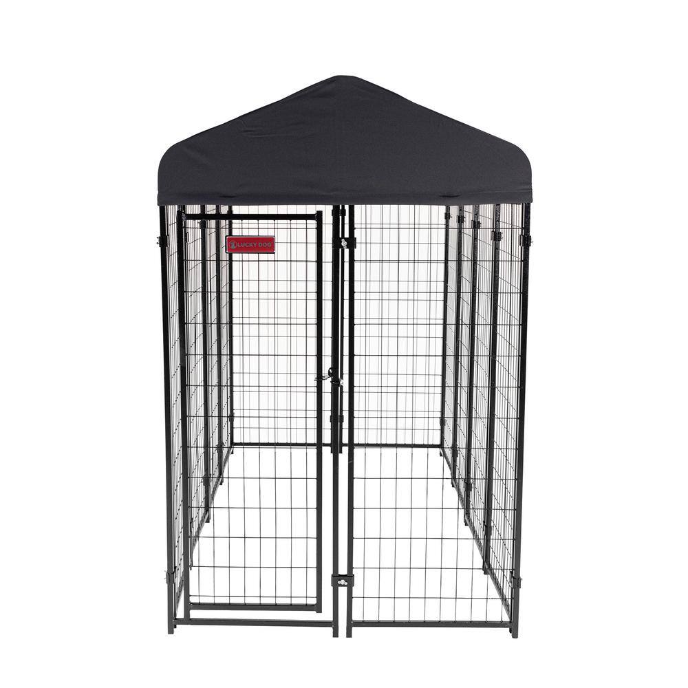 Black Powder Coat Steel Frame Outdoor Dog Kennel with Waterproof Canopy