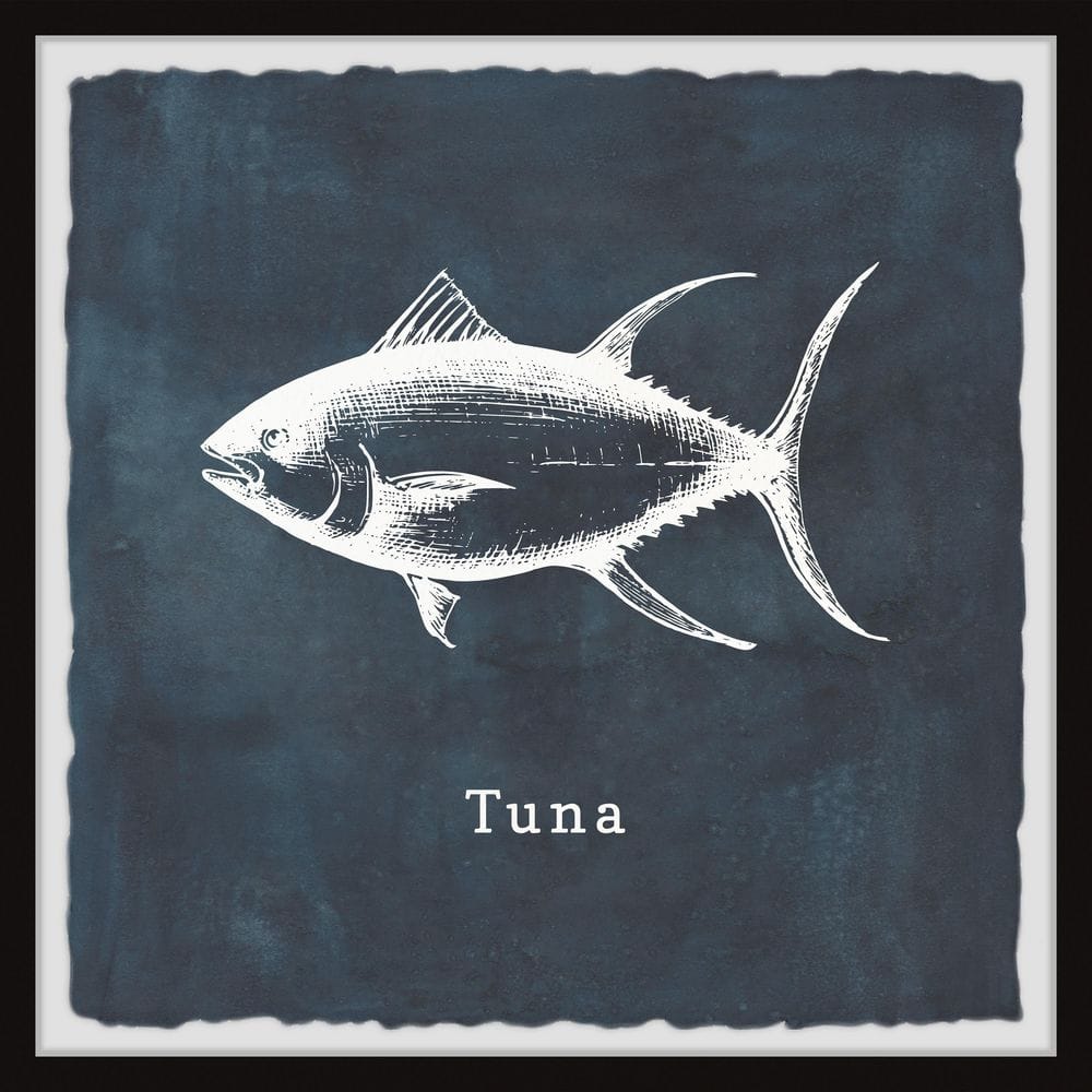 Tuna in Blue by Marmont Hill Framed Animal Art Print 12 in. x 12 in.