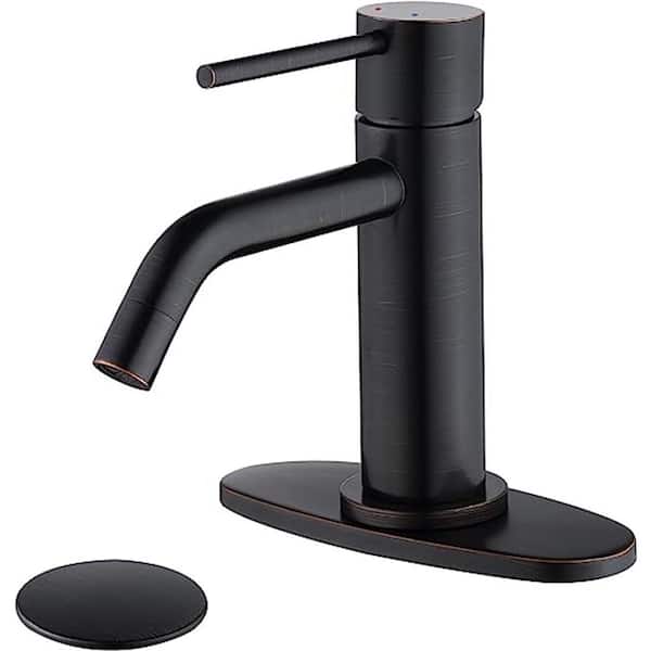 Dyiom Oil Rubbed Bronze Bathroom Faucets Single Hole with 6 in. Deck Plate, 1 Handle Rubbed Bronze-Bath Accessory Set