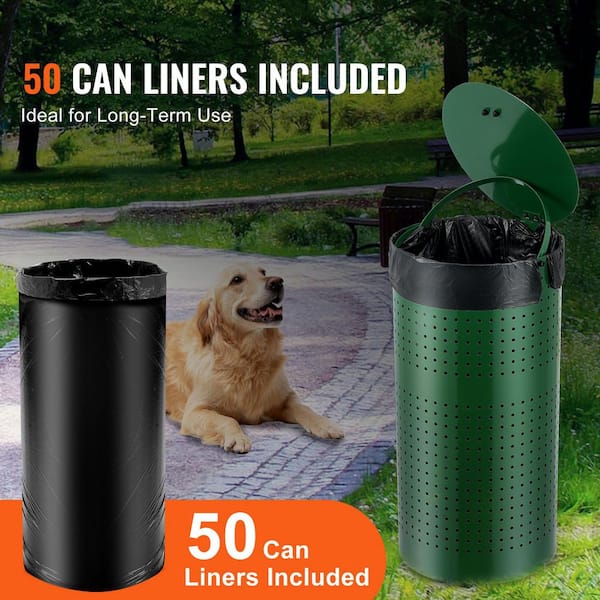 SVOPES 11.5 Gal. Dog Poop Trash Can with 50 Liner Bags, Outdoor
