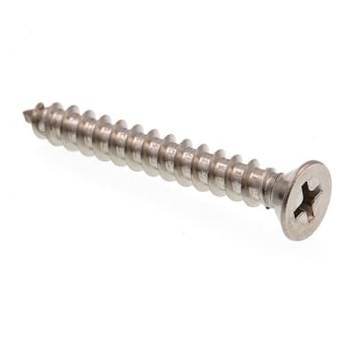 Type A 82 degrees Flat Head 18-8 Stainless Steel Sheet Metal Screw Pack of 25 2-1/2 Length Plain Finish #12-11 Thread Size Phillips Drive 