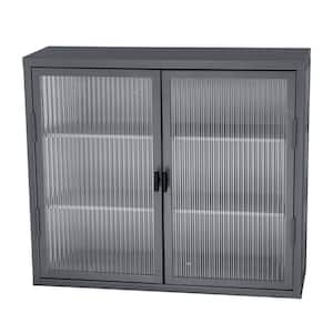 27.6 in. W x 9.1 in. D x 23.6 in. H Bathroom Storage Wall Cabinet With Detachable Shelves in Gray