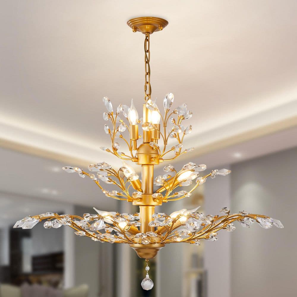 11 Light Gold Empire Traditional Dimmable Chandelier with Clear Crystal Accents Included for Kitchen Island Living Room price history on PriceWatchPro